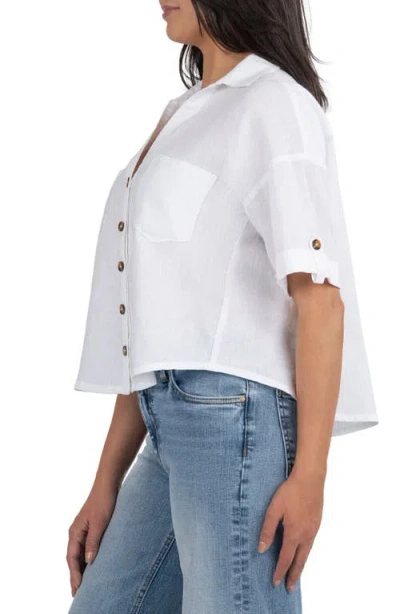 Kut From The Kloth Breland Boxy Linen Blend Button-up Shirt In Optic White