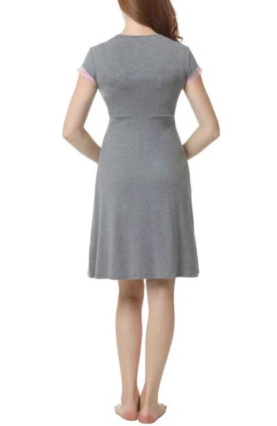Kimi & Kai Jenny Maternity/nursing Nightgown In Dark Heather Gray
