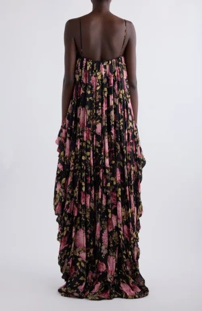 Chloé Thin Strap Gathered High And Low Jumpsuit In Black