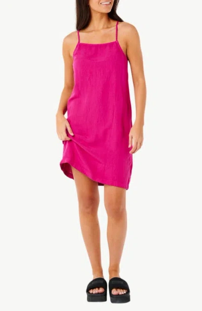 Rip Curl Premium Surf Holiday Linen Blend Minidress In Fuchsia
