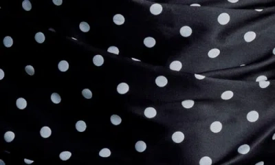 Katie May Chasing Dawn Polka Dot Side Drape Strapless Satin Minidress In Animal Print