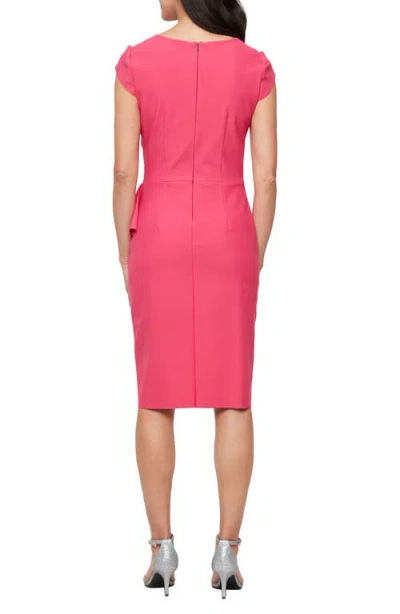 Alex Evenings Women's Contour Square-neck Tulip-overlay Dress In Geranium
