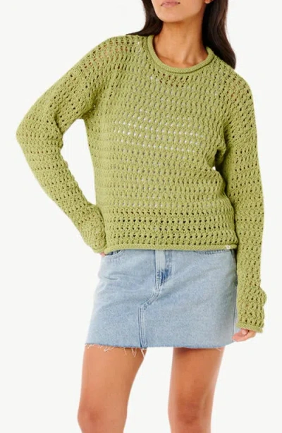 Rip Curl Cala Nights Pointelle Sweater In Sage