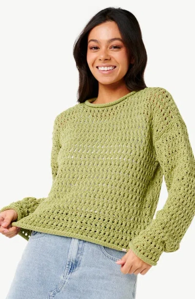 Rip Curl Cala Nights Pointelle Sweater In Sage