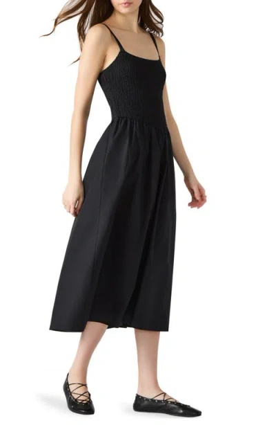 Steve Madden Codie Smocked Bodice Sundress In Black