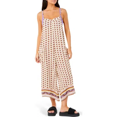 Rip Curl Cala Nights Print Wide Leg Jumpsuit In Ivory Multi