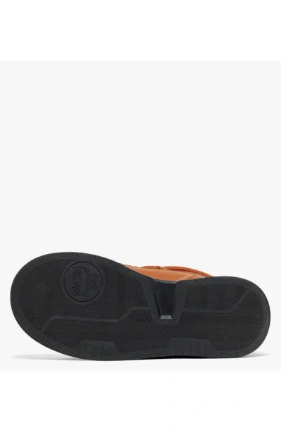 Mcm Skyward Ankle Boots In Padded Monogram Nylon In Cognac