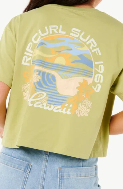 Rip Curl Dune Dancer Crop Graphic T-shirt In Sage Haw