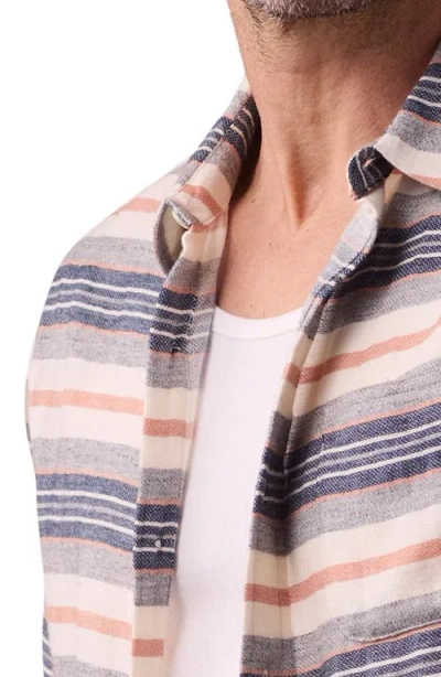 The Normal Brand Freshwater Short Sleeve Button-up Shirt In Adobe Rose Stripe