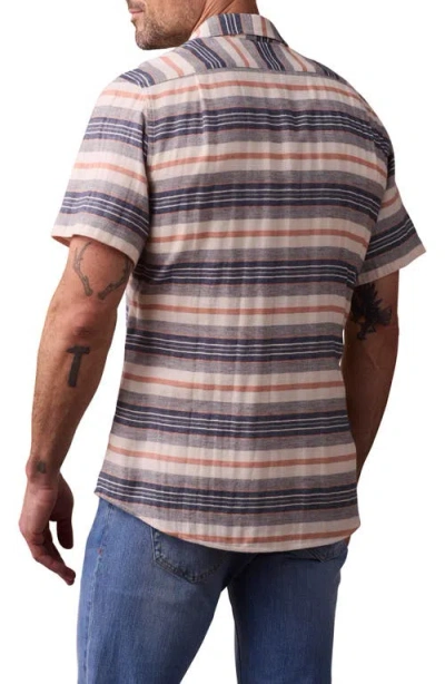 The Normal Brand Freshwater Short Sleeve Button-up Shirt In Adobe Rose Stripe