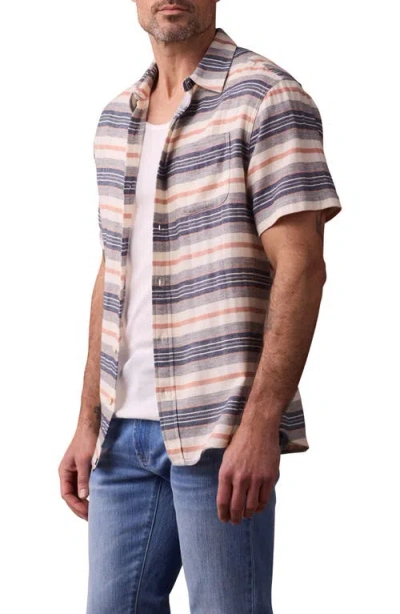 The Normal Brand Freshwater Short Sleeve Button-up Shirt In Adobe Rose Stripe