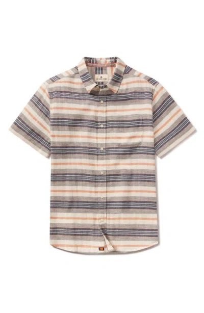 The Normal Brand Freshwater Short Sleeve Button-up Shirt In Adobe Rose Stripe