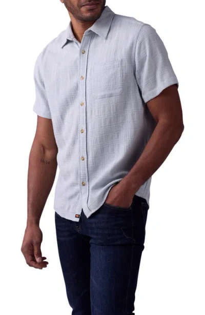 The Normal Brand Freshwater Short Sleeve Button-up Shirt In Misty Harbor Dobby
