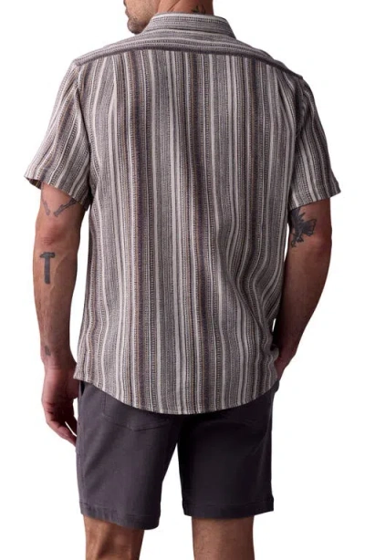 The Normal Brand Freshwater Short Sleeve Button-up Shirt In Sandy Shore Stripe