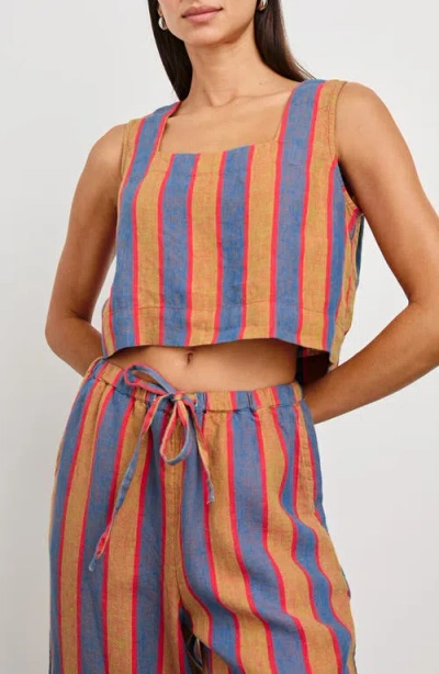 Rails Akira Stripe Linen Crop Tank In Rio Stripe