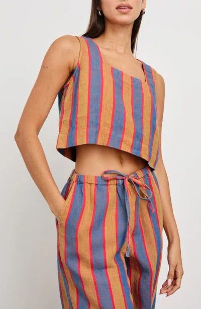 Rails Akira Stripe Linen Crop Tank In Rio Stripe