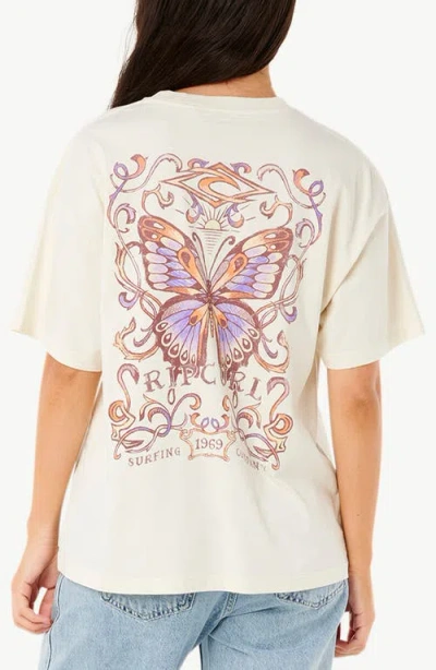 Rip Curl Butterfly Heritage Oversize Cotton Graphic T-shirt In Bone