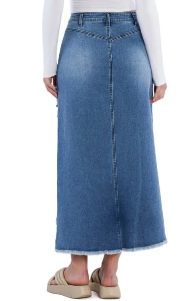 Wash Lab Denim Two Step Denim Maxi Skirt In Team Blue