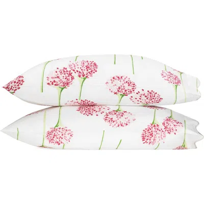 Matouk Set Of 2 Floral Cotton Percale Pillowcases In Peony