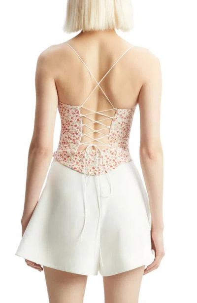 Bardot Estie Eyelet Embroidery Corset Top In Red Floral