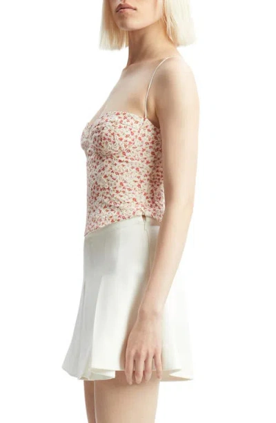 Bardot Estie Eyelet Embroidery Corset Top In Red Floral