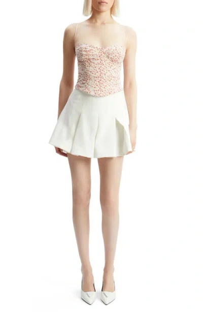 Bardot Estie Eyelet Embroidery Corset Top In Red Floral