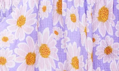 Hannah Banana Kids' Floral Side Cutout Flutter Sleeve Dress In Lavender Multi