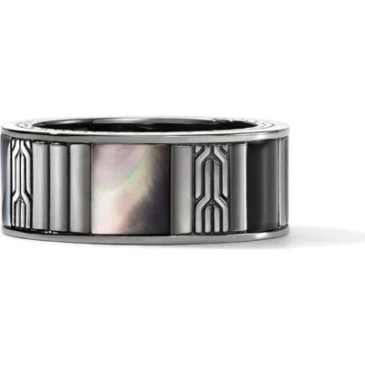 John Hardy Carved-chain Ring In Silver