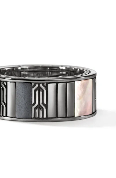 John Hardy Carved-chain Ring In Silver