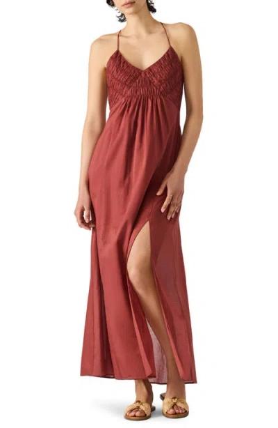 Steve Madden Brianna Side Slit Sleeveless Cotton Maxi Dress In Dusty Brick