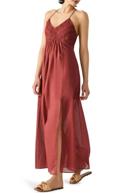 Steve Madden Brianna Side Slit Sleeveless Cotton Maxi Dress In Dusty Brick