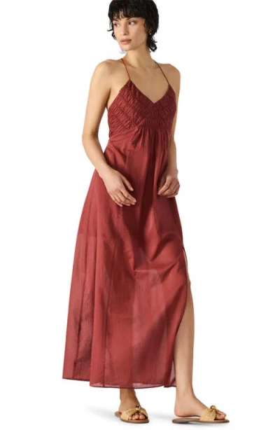 Steve Madden Brianna Side Slit Sleeveless Cotton Maxi Dress In Dusty Brick