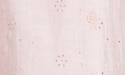 Beachlunchlounge Noa Embroidered Cotton Blend Button-up Top In Pale Pink