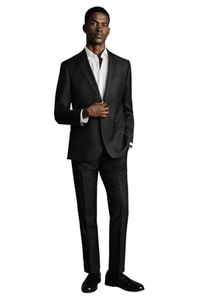 Charles Tyrwhitt Slim Fit Twill Natural Stretch Suit Jacket In Grey