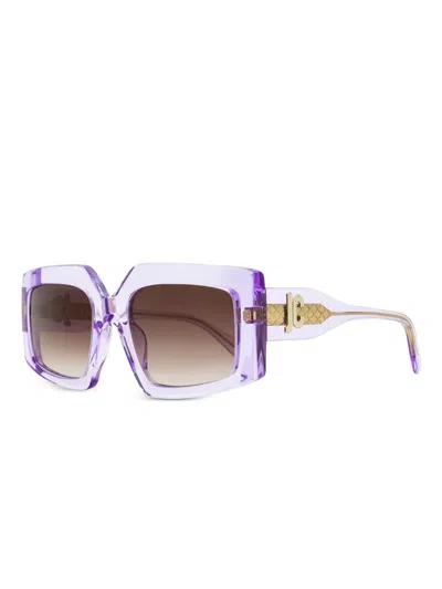 Just Cavalli Square-frame Acetate Sunglasses Woman Sunglasses Purple Size 54 Acetate In Violet Violet Brown