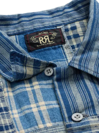 Rrl Convertible-collar Patchwork Cotton And Linen-blend Shirt In Blue