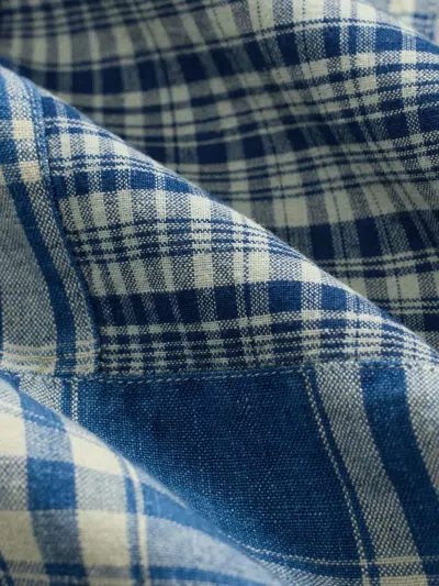 Rrl Convertible-collar Patchwork Cotton And Linen-blend Shirt In Blue