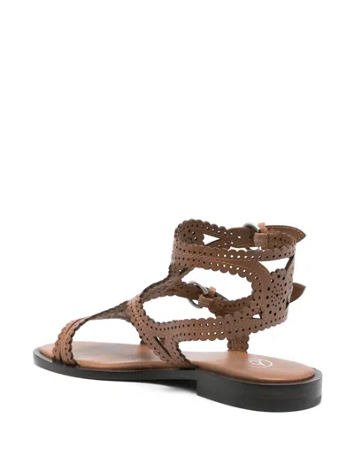 Ash Buff Calf Leather Sandals In Brown
