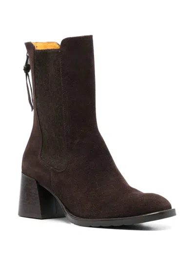 中跟绒面皮及踝靴（6厘米）