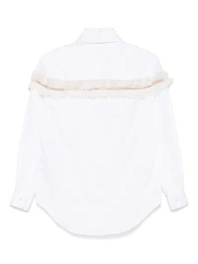 Alexander Mcqueen Slashed Creponne Detail Oversized Shirt In White