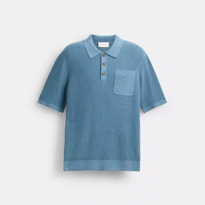 Coach Knit Polo In Blue