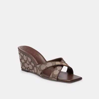 Coach Wedge Sandal In Signature Jacquard In Multi