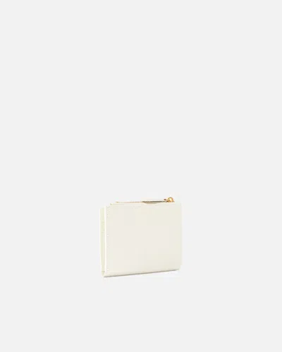 Pinko Logo Plaque Bi-fold Wallet In White+white-antique Gold