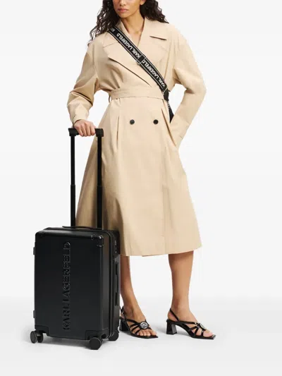 Karl Lagerfeld Hard-shell Cabin Suitcase In Black