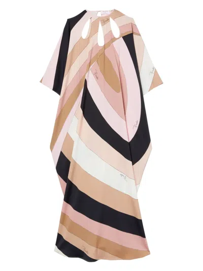 Pucci Iride Print Maxi Kaftan In Black