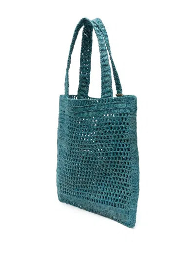 Chloé Women's Summer Banana Raffia Tote Bag In Stormy Sea