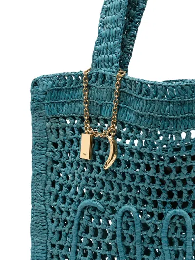 Chloé Women's Summer Banana Raffia Tote Bag In Stormy Sea