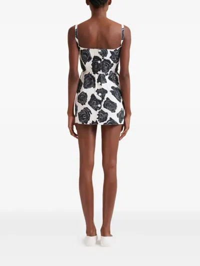 Marni Luna Print Bonded Poplin Mini Dress In Lily White In White