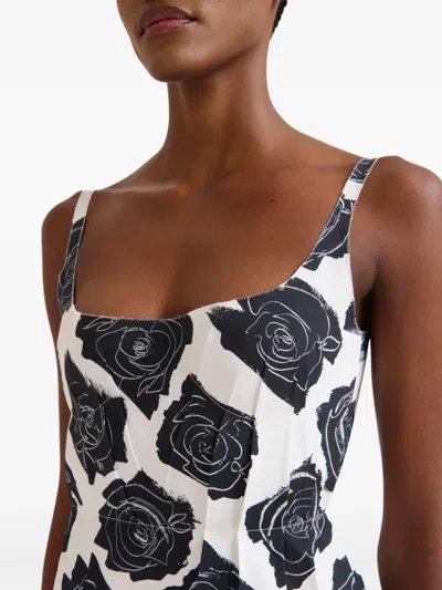 Marni Luna Print Bonded Poplin Mini Dress In Lily White In White