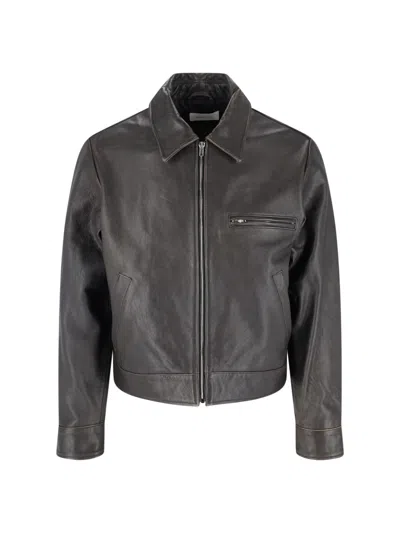 Berner Kuhl Leather Zip Jacket In Black  